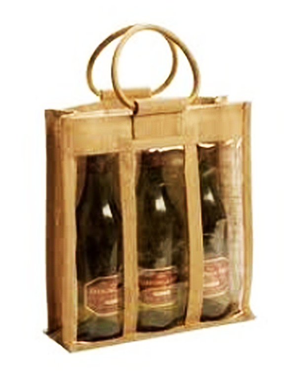 Three Bottle Jute Wine Bag / High Quality Jute Wine Bag (Copy)