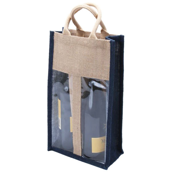 Without Print Jute Two Bottle Bag